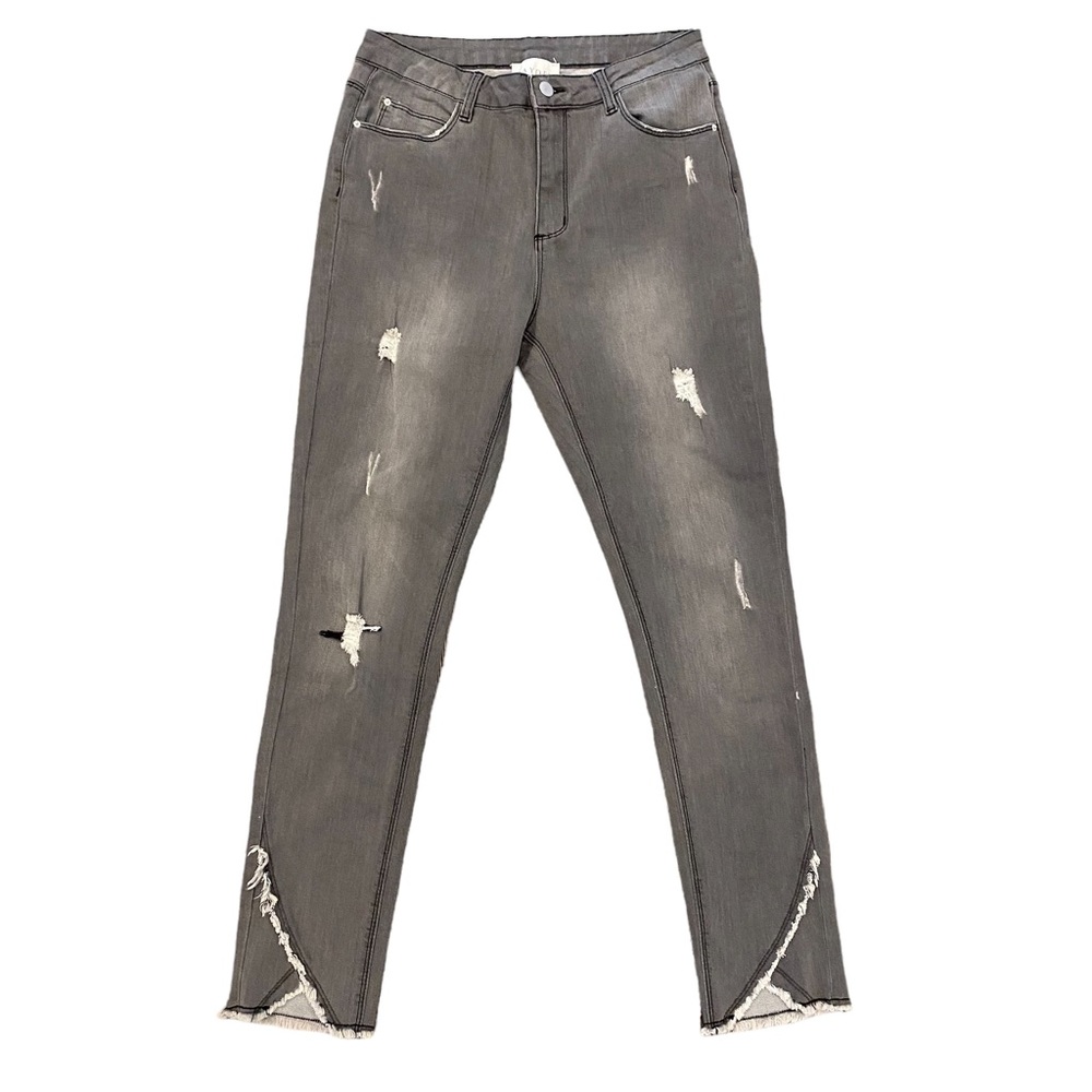 Hayden NWOT Grey Distressed Wrap Cuff Jeans 27